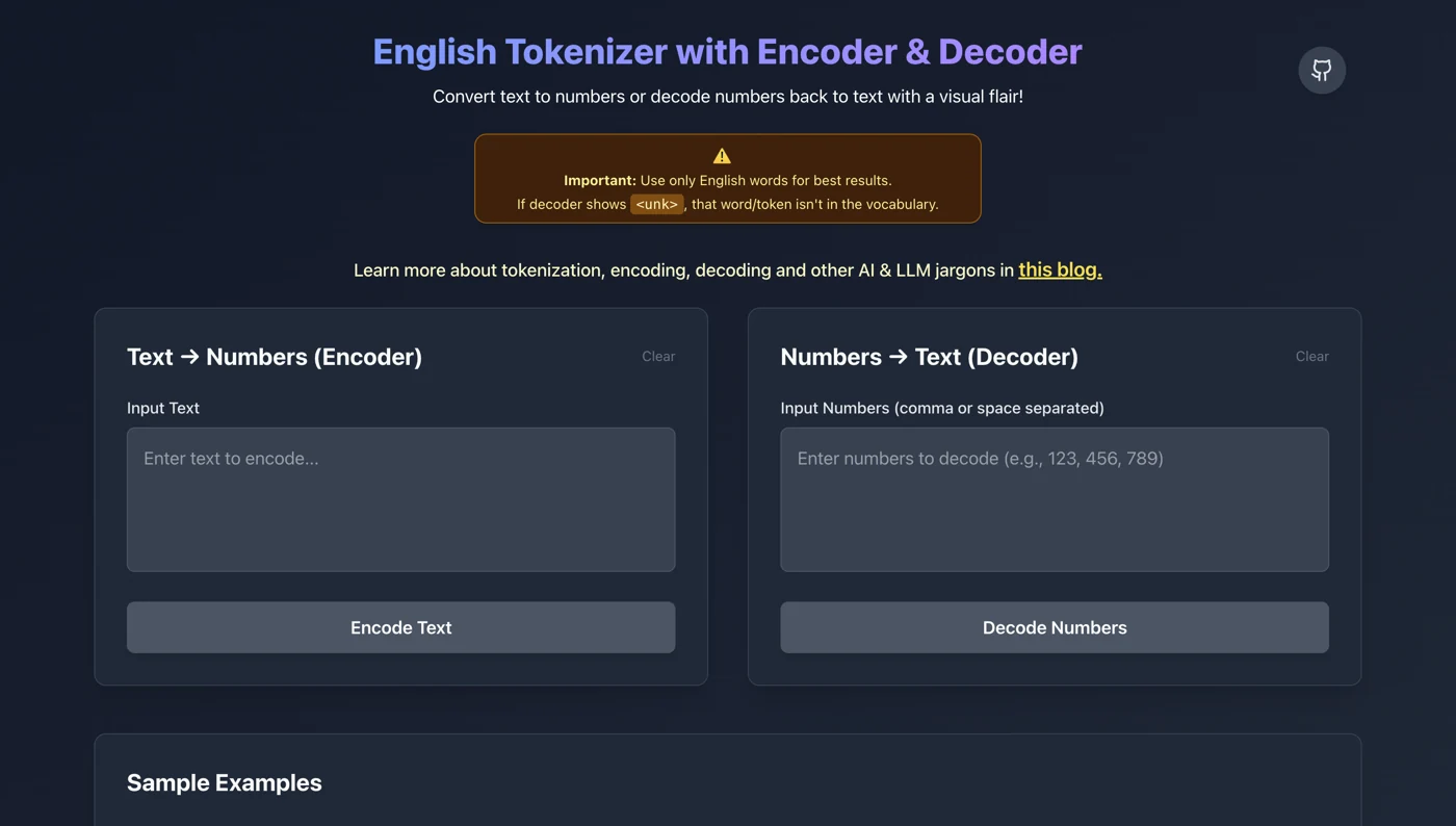 English Tokenizer interface